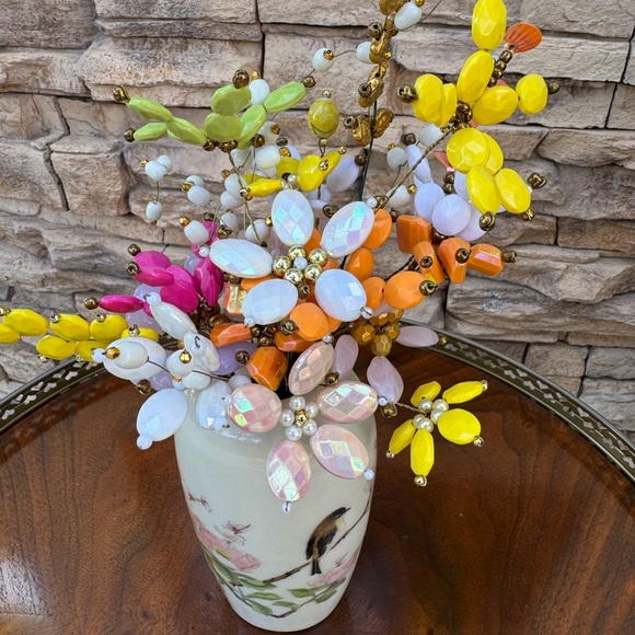 Handmade artificial beaded spring flower stems in Vase - Picture 4 of 4